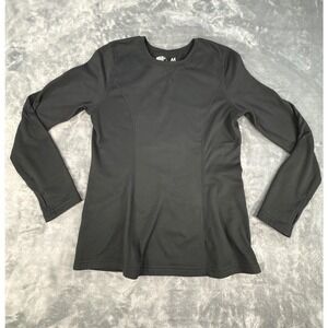 Bass Pro Shops Womens Black Fleece Lined Top Shirt Thumb holes Size M base layer